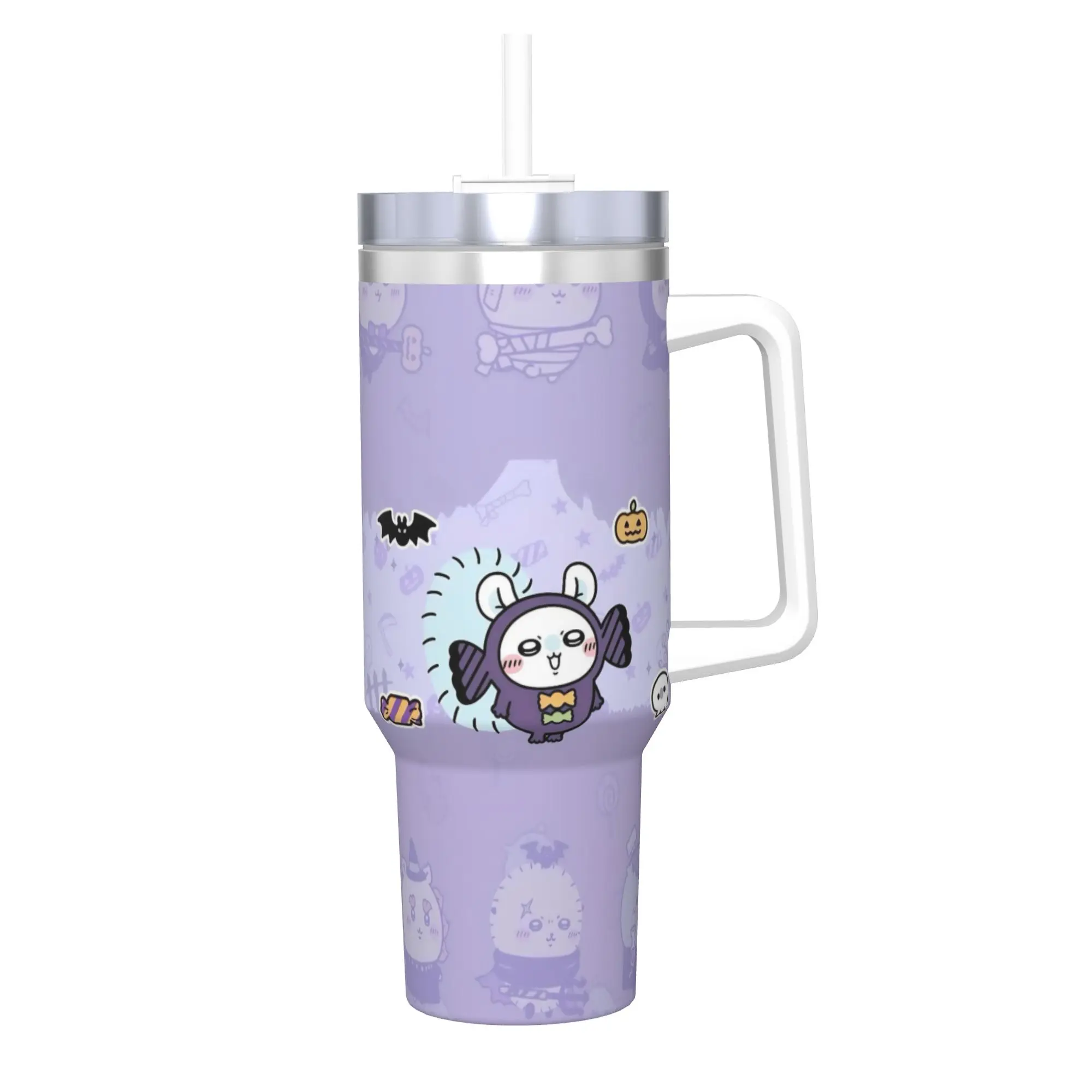 Stainless Steel Tumbler Momongas Halloween Chiikawas  Thermal Mug  Leakproof Cold Drink Car Mugs Travel Water Bottle