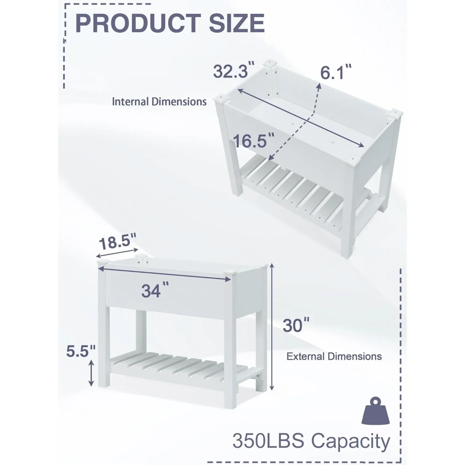 USPsilvam Planter Box Raised Garden Bed, Poly Lumber Raised Garden Beds Outdoor with