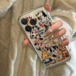 Cartoon Abstract Puppy For iPhone 16 15 14 13 12 11 Pro Max 14 15 Plus Shockproof Cases Bumper Clear Back Cover Protective Case
