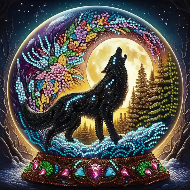 CHENISTORY Special Shaped Crystal Painting Animal Wolf pattern Kit Acrylic Diamond Painting Wall Decor Diamond Art Painting