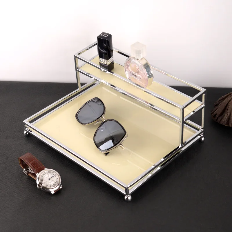 

Double-layer Style Luxury Storage Rack Acrylic Bedroom Decorating Makeup Bathroom Shelf Makeup Organizer
