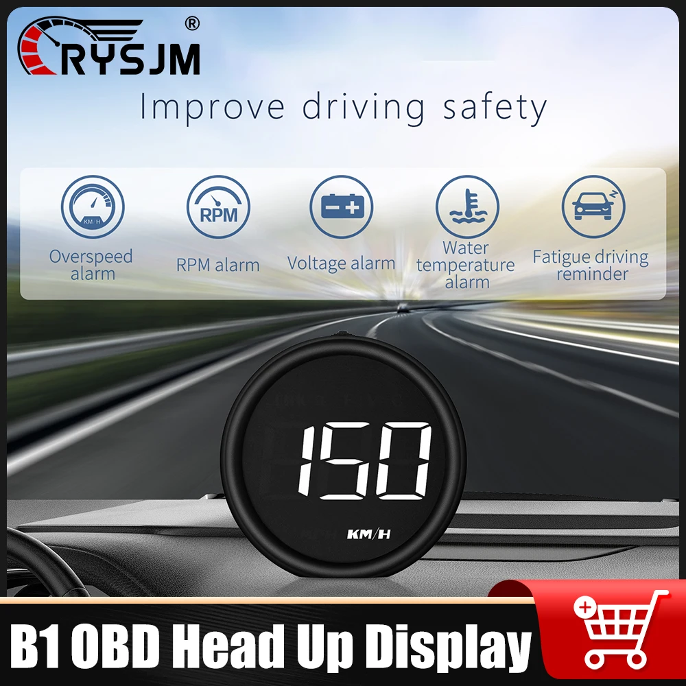 

B1 OBD HUD Проекционный дисплей для автомобиля OBD2 HUD: спидометр, показатель расхода топлива, температура воды, измеритель напряжения, автомобильные электронные аксессуары