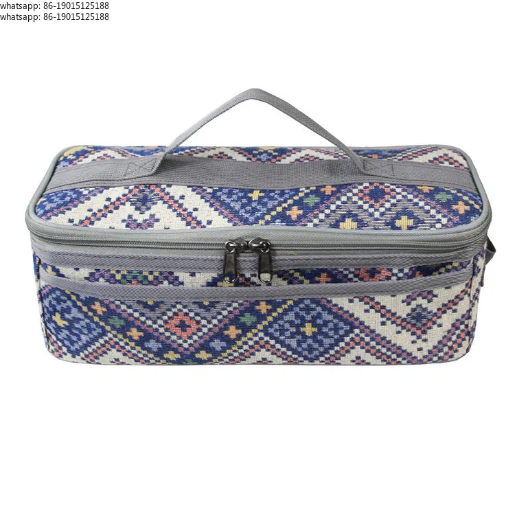 New camping tableware storage bag, ethnic style outdoor picnic bag, portable grocery bag, toolkit