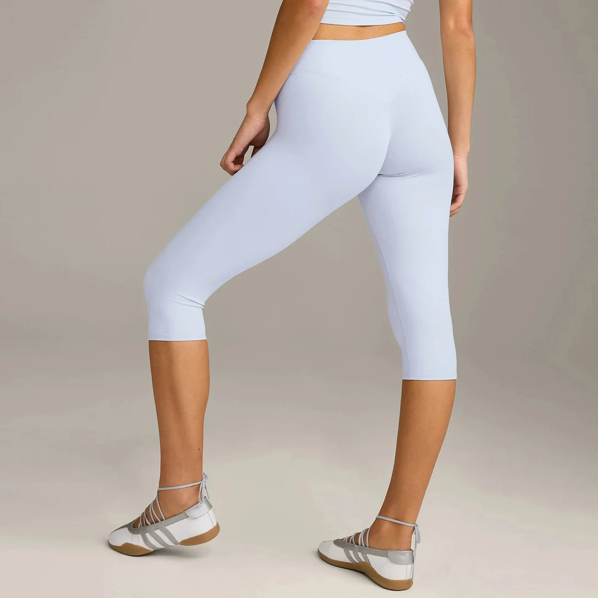 Fitness Solid High Waist Slimming Capri Leggings Fitted Calf-Length Biker Yoga Pants for Women Daily Casual Streetwear Workout