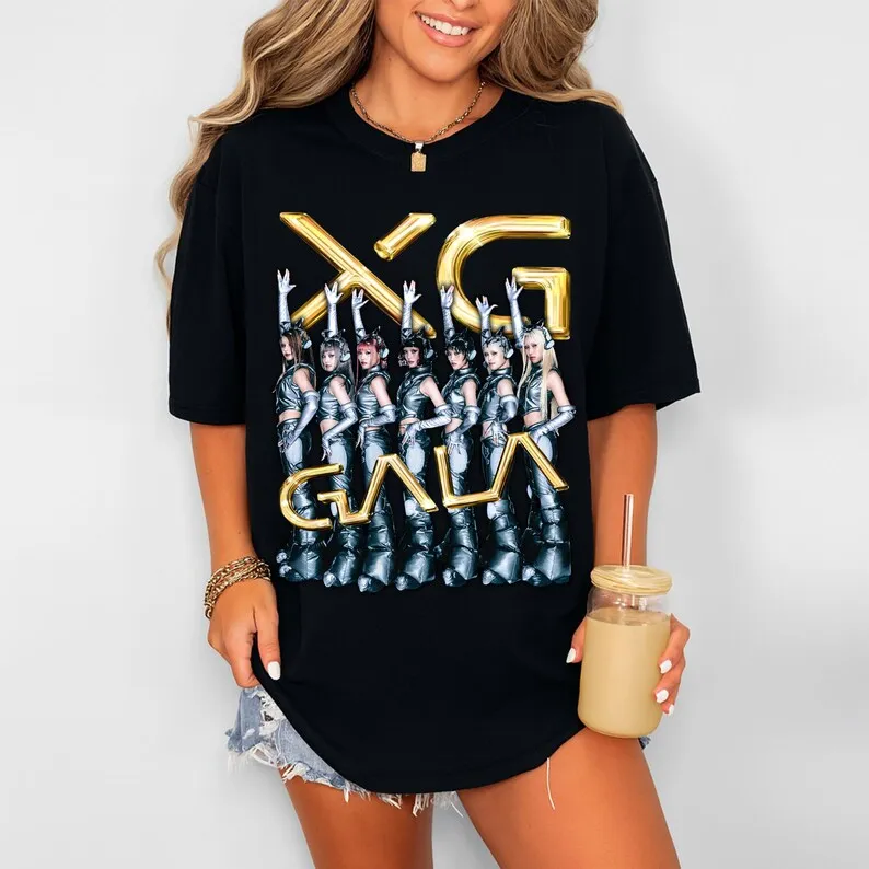 Harajuku الهيب هوب تي إي K البوب مجموعة XG طباعة قصيرة الأكمام Y2K تي شيرت تقليدي عادية فضفاض الرياضة فضفاض الشارع ارتداء مروحة هدية للجنسين #3