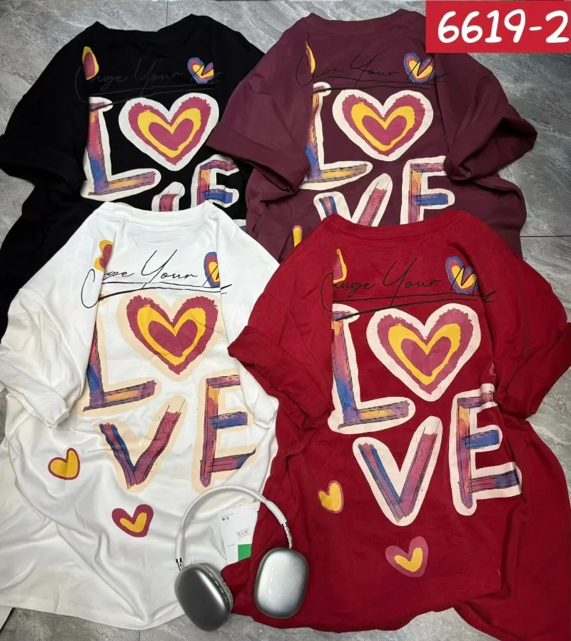 2026 Spring New Fashion Versatile Loose Slimming Cartoon Print Short Sleeves T-shirt Women's Kawaii Clothes Y2k Tees Pullover