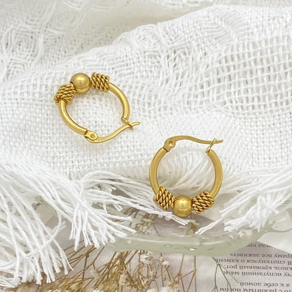 ZAKOL 316L Edelstahl Goldene Hohlgeflechtte Ohrringe in Kreisform für Damen, modischer Ohrschmuck, Partygeschenk für Damen – Detail 4