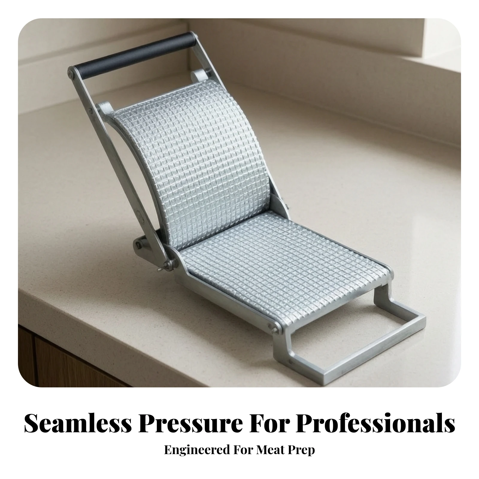 Manual Meat Tenderizer with Textured Plates Foldable Folding Meat Press with Metal Frame for Home Cooks, Kitchen
