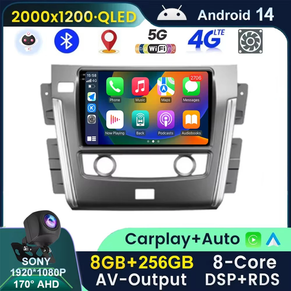 

2 Din QLED 2k Android 14 For Nissan Patrol Y62 2010-2020 Stereo Raido Multimedia GPS 2din Stereo CarPlay Autoradio Wireless BT