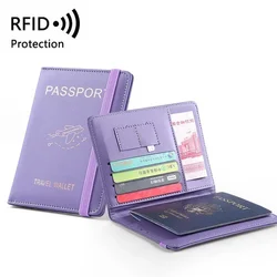 Women Men RFID Vintage Business Passport Covers Holder Multi-Function ID Bank Card PU Leather Wallet Case Travel Accessories