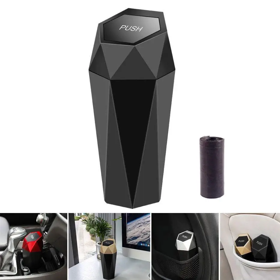 Car Trash Can With Lid Leakproof Car Garbage Organizers Multipurpose Storage Box With 15 Attached Trash Bags