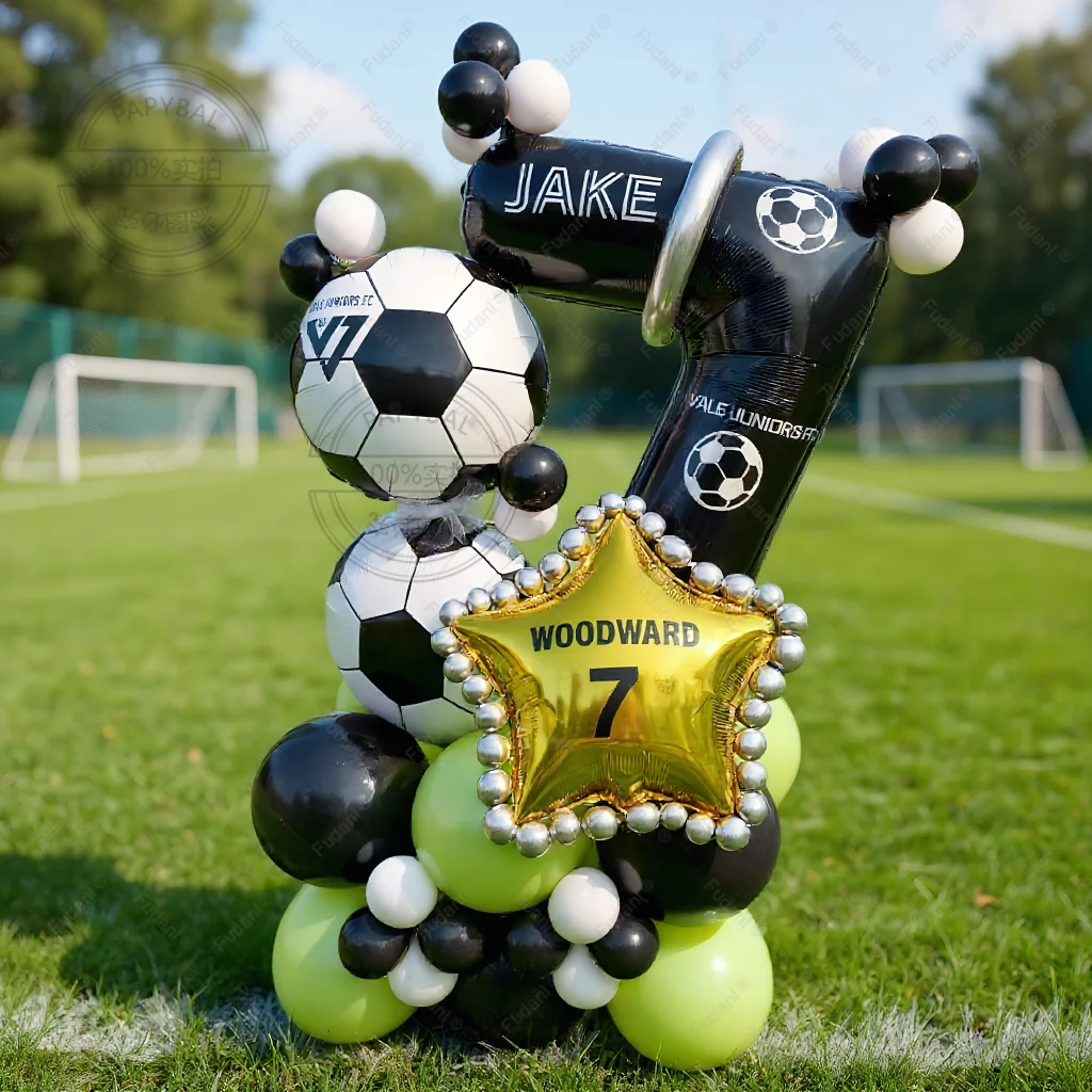 40pcs Helium Foil Globos Football Balloons Birthday Party Decorations 32Inch Black Number Ball Soccer Sports Supplies