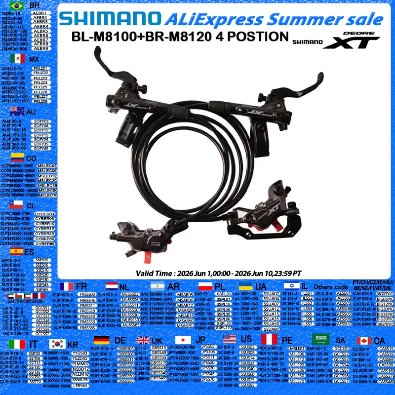 Shimano XT SLX M8120 M7120 M6120 MT420 4 Piston Mountain Bike Bicycle Hydraulic Disc Brake For MTB Bike Downhill D03S N03A N04C