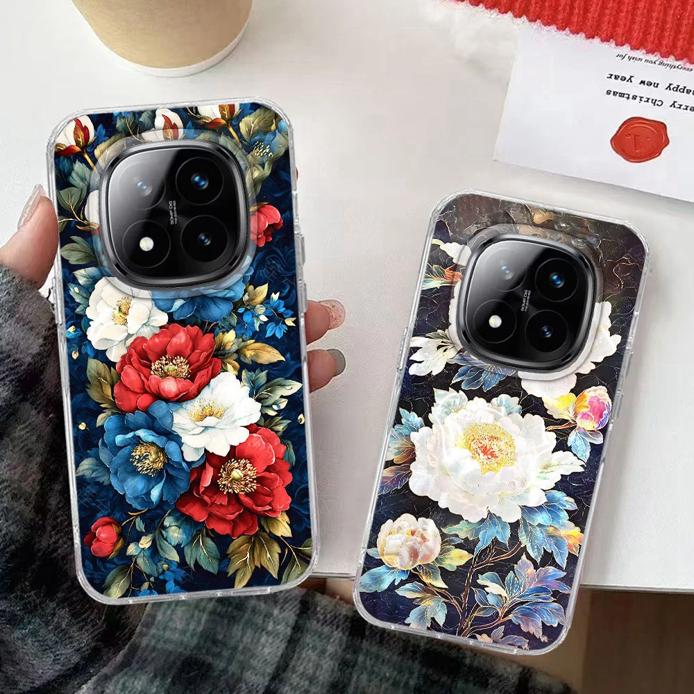 Blumenmädchen Handyhülle für Xiaomi Redmi Note 14 13 12 11 10 11S 10S 8 9 15 Pro 14C 13C 15C A3 A1 A2 9A A5 9C Schwarze Rosen-Hülle