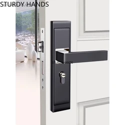 1 set of aluminum alloy indoor door locks modern and minimalist bedroom room wooden door handle lock with key included