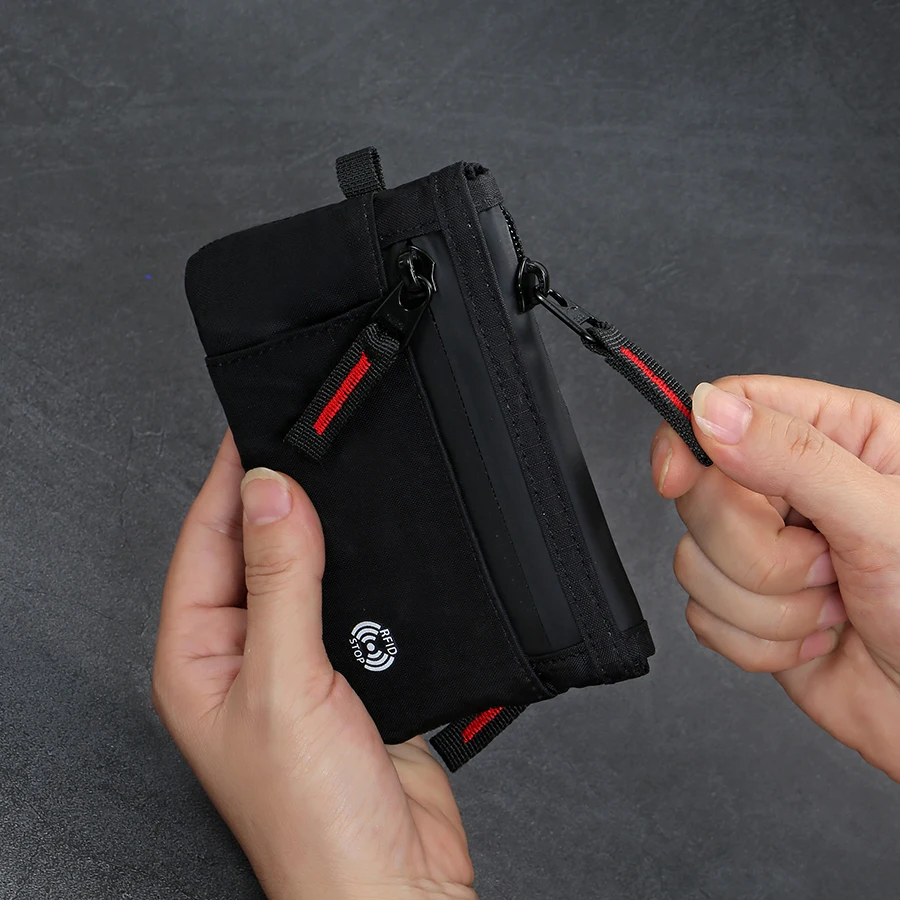 الفاخرة حامل بطاقة الائتمان Rfid مكافحة سرقة سليم حافظة بطاقات المفاتيح مع حلقة تسلق النايلون عملة المحفظة الذكور المحفظة #3