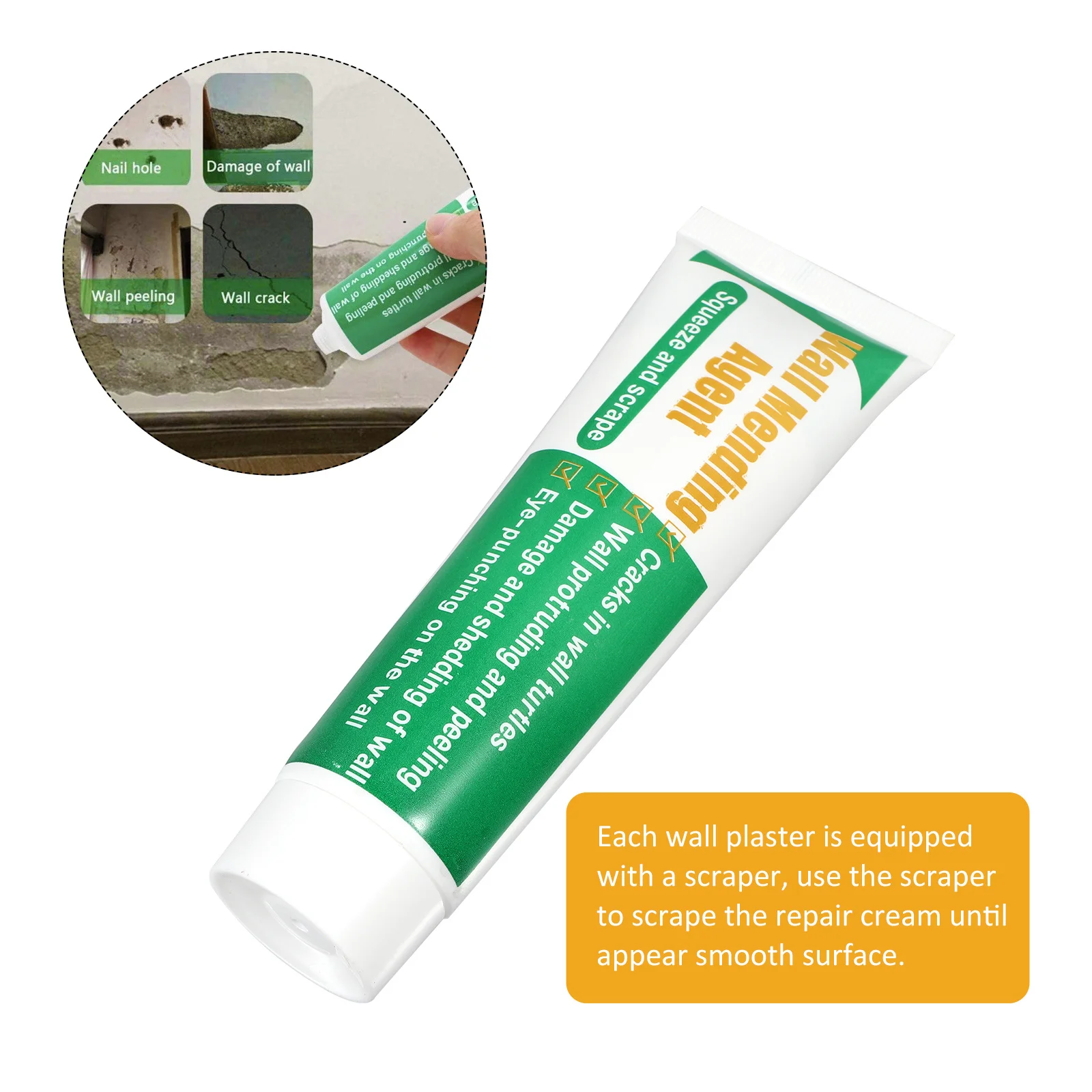 

2 set Wall Repair Paste Kit For Cracks Holes Graffiti Gap Self Adhesive Mending Cream With Scraper Tool Wall Patch For Home
