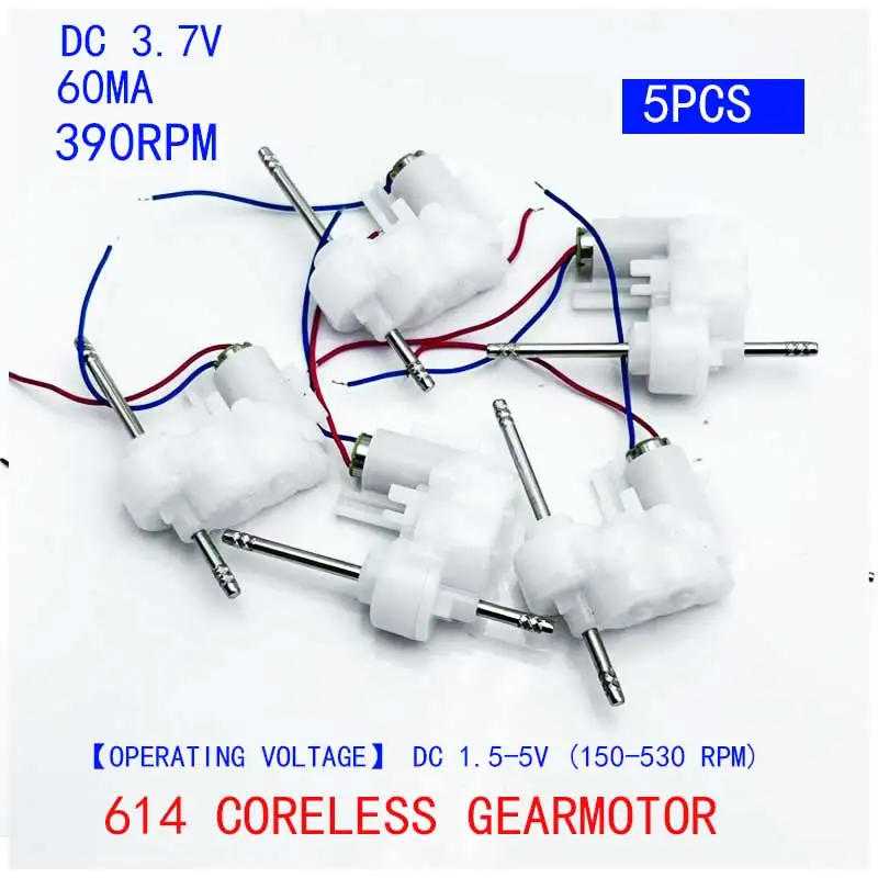 Mini 614 Coreless Gear Motor DC 1.5V-5V 3V 3.7V 390RPM Dual Shaft Micro Coreless Gearbox Gear Reducer Motor DIY Hobby Toy Car