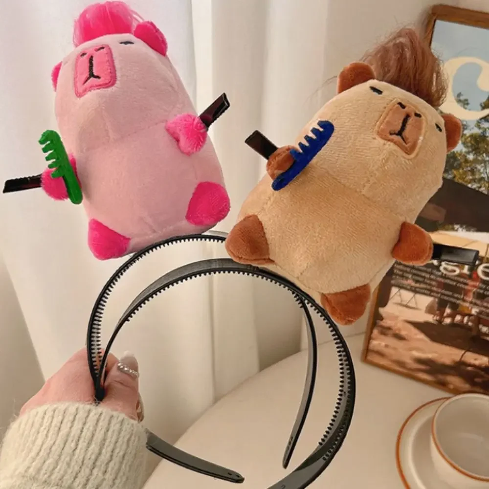 Headband Funny Capybara Hair Hoop Women's Cute Face Wash Headband Funny Plush Hair Band Baby Photography Accessories