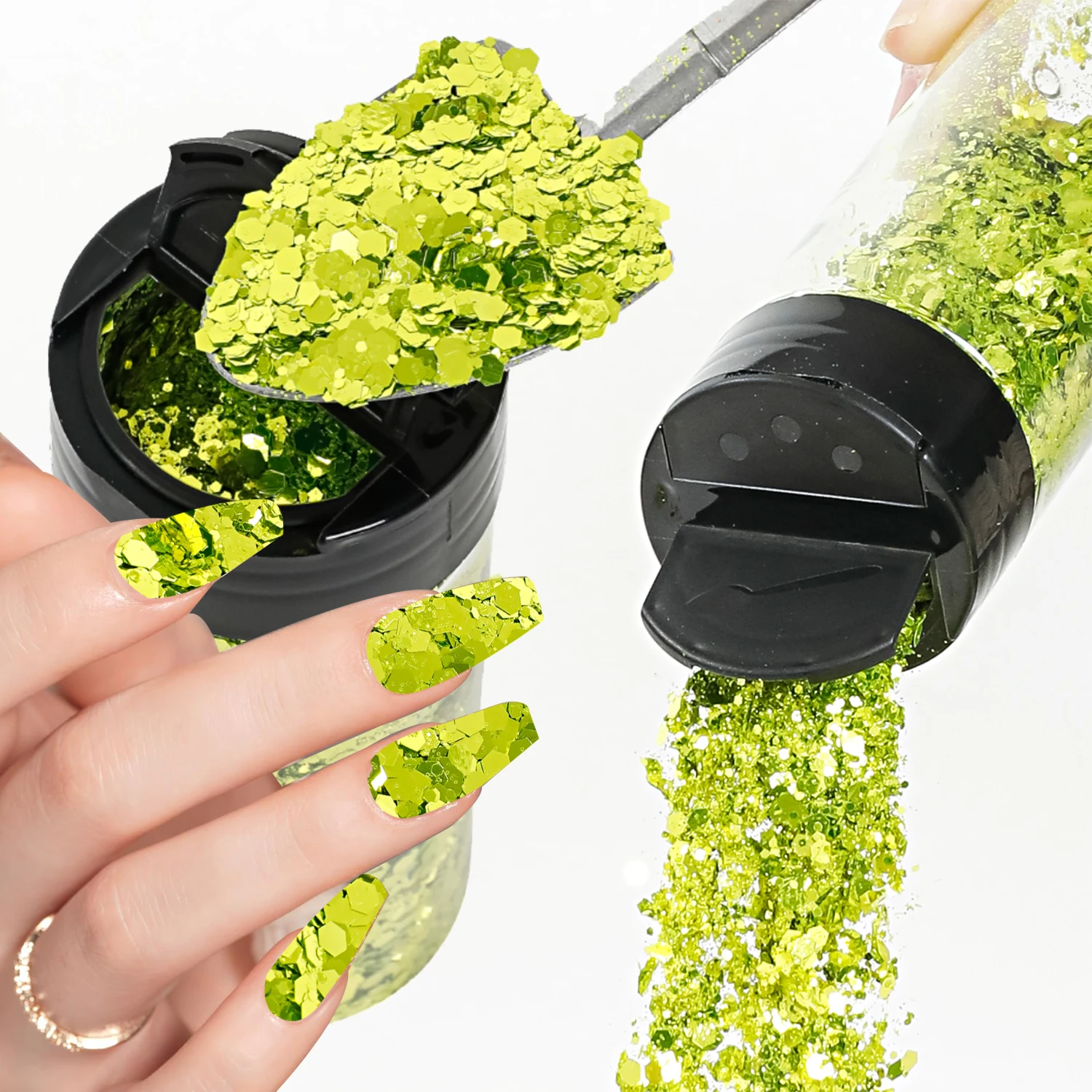 80 g Metallic-Mix, klobiger Glitzer, Bastel-Glitzerpulver, gemischte, klobige, feine, schillernde Nagel-Pailletten für Nägel, Festival-Dekoration – Detail 10