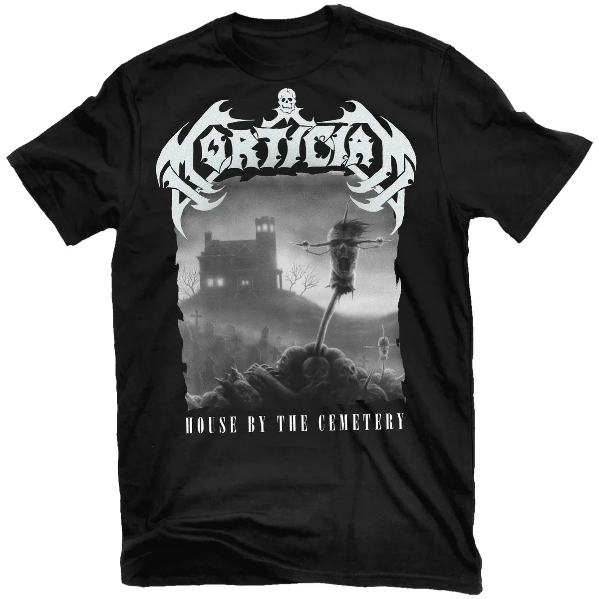 Mortician Unisex T‑Shirt,worn Skull with Blood Drip Graphic Print,horror Death Metal Band Tee for Rock Music Fans