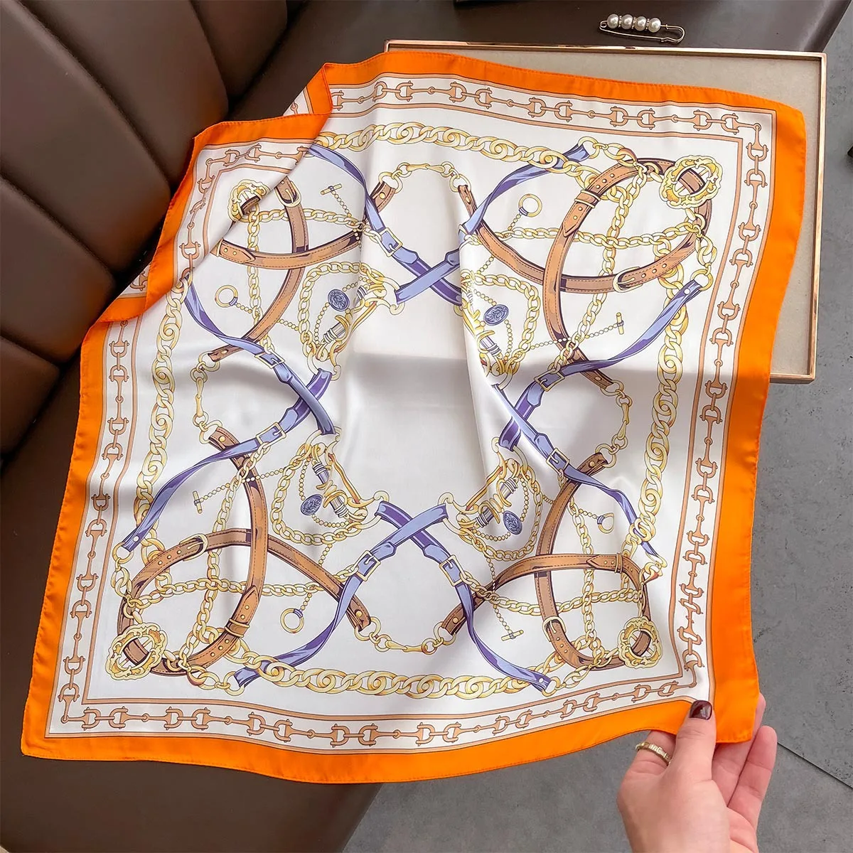 2025 Silk Shawl Print Headscarf Cat Hair Wrap Neckerchief Female Satin Square Scarf For Women Headband Foulard Hijab Bandana