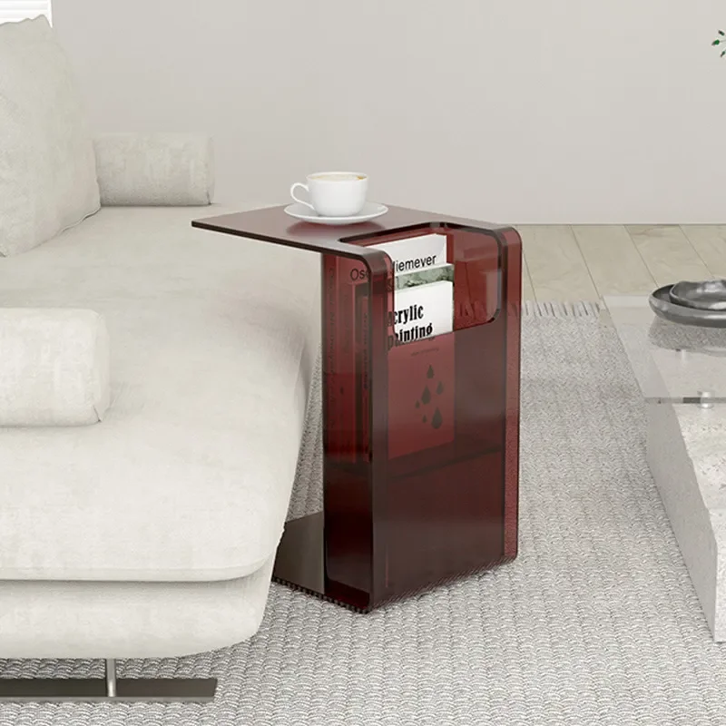 Modern Acrylic Side Table Transparent Coffee Table for Living Room Nordic Style Small Sofa End Table Light Luxury Bedroom