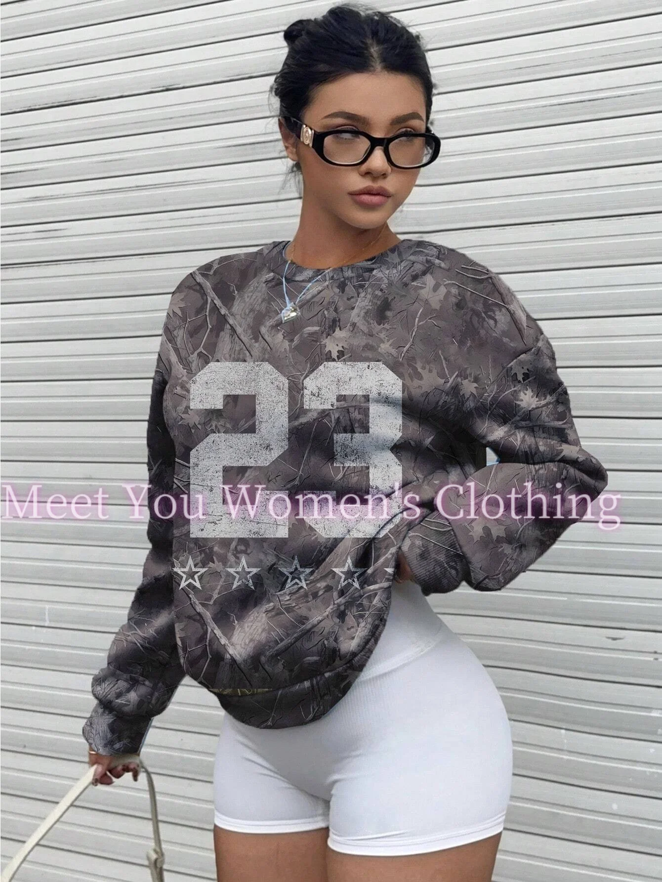 

Retro Camouflage Number 23 Print Women Sweatshirts Oversized Hoodies Fashion Long Sleeve Women Clothing Tops female Sweatshirts