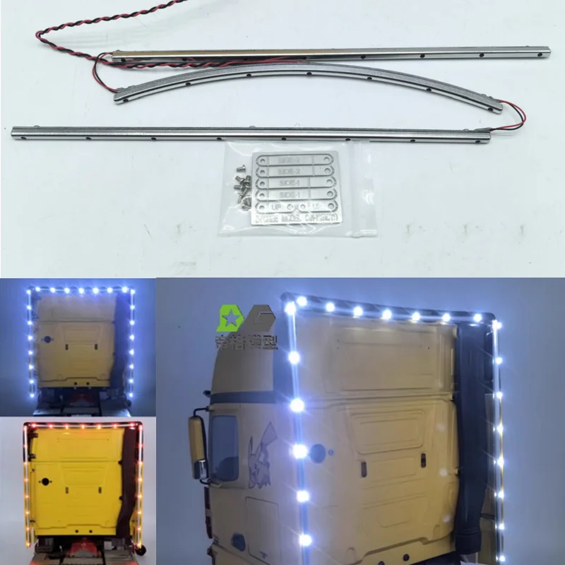 LED Metal Cockpit Rear Side Lights Flanking Lights for 1/14 Tamiya RC Truck Trailer Mercedes Benz Actros 56335 56348 3363 Parts