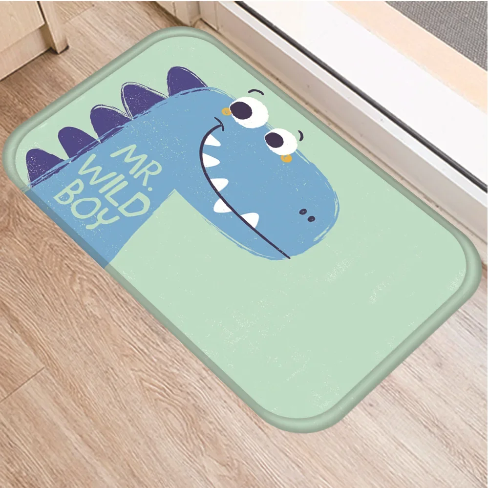 Cute Cartoon Dinosaur Print Floor Mat Animals Carpet Soft Flannel Doormat Rugs for Bedroom Living Room Door Floor Hallway Mats