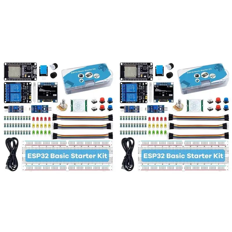【reduction-de-prix】-2x-kit-de-demarrage-esp32-pour-carte-de-developpement-wifi-iot-esp32-esp-32s-kit-d'apprentissage-a-monter-soi-meme-avec-tutoriel-avec-pour-arduino