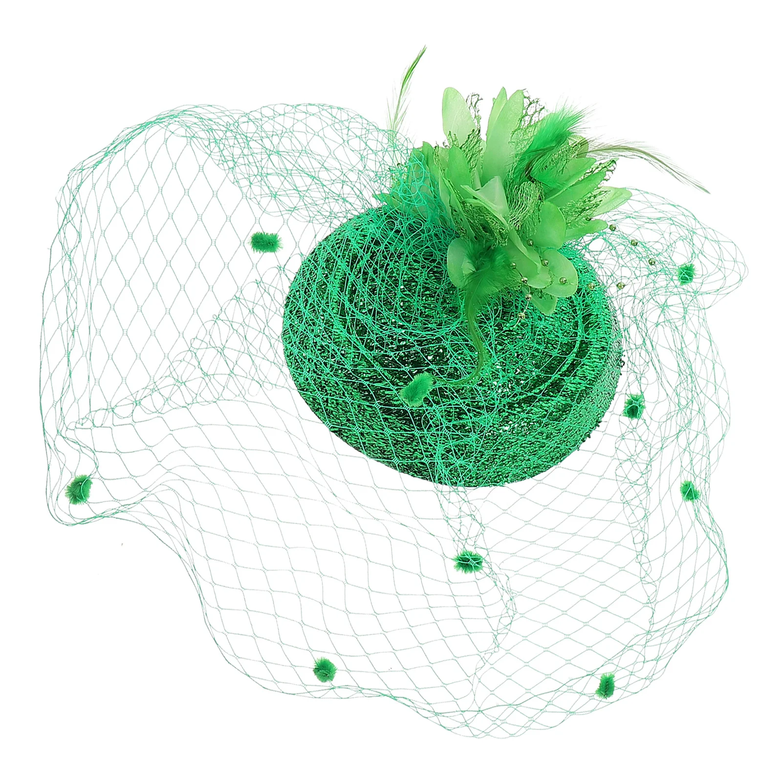 

Fascinator Hat for Women Green Retro Mini Hat with Veil St Patricks Day Party Holiday Costume Accessory Tea Outfit