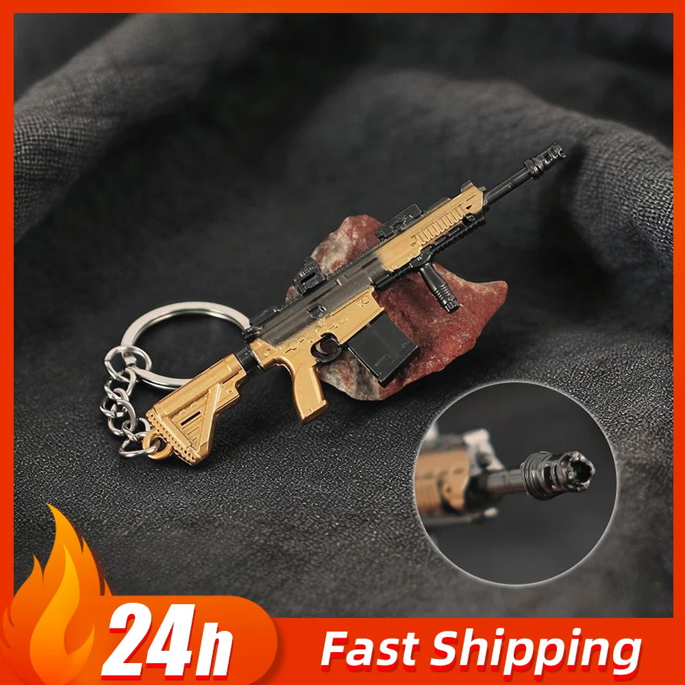 22cm/8.6인치 배틀필드 6 M417 어썰트 라이플 모델 미니건 키체인 게임 주변기기 장난감 총 공예 수집품 장식 소년 선물