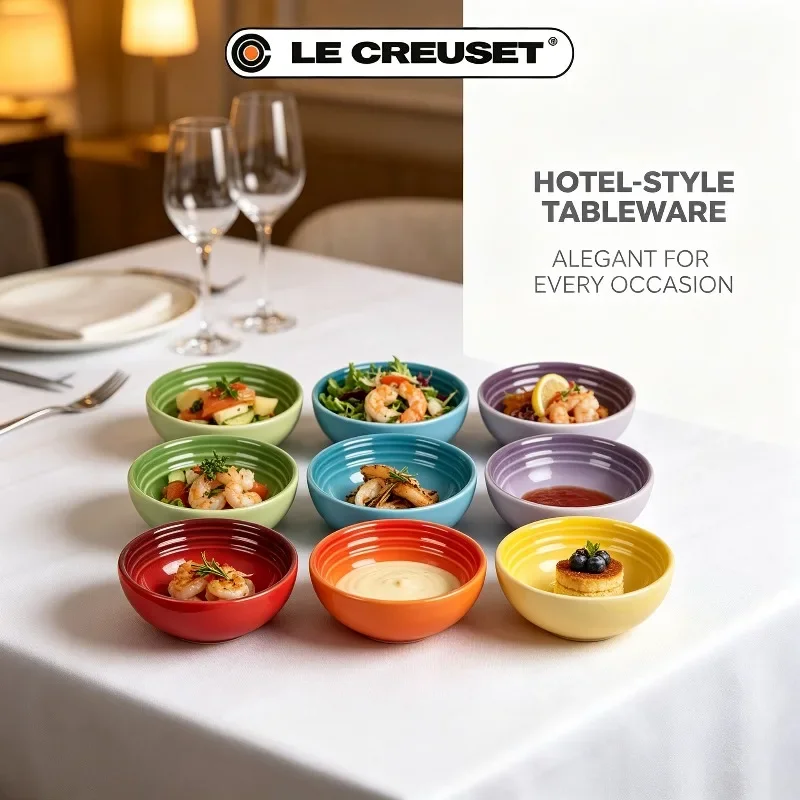 Le Creuset Mini Pinch Bowl Set of 6 2oz Stoneware Dipping Bowls, Durable Glazed Kitchen Tools for Kitchen Prep, Condiment