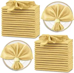 24pcs 30*30cm Kerchief Dinner Party Hotel Satin Table Napkins Romantic Wedding Decoration Washable Restaurant Supplies Cloth