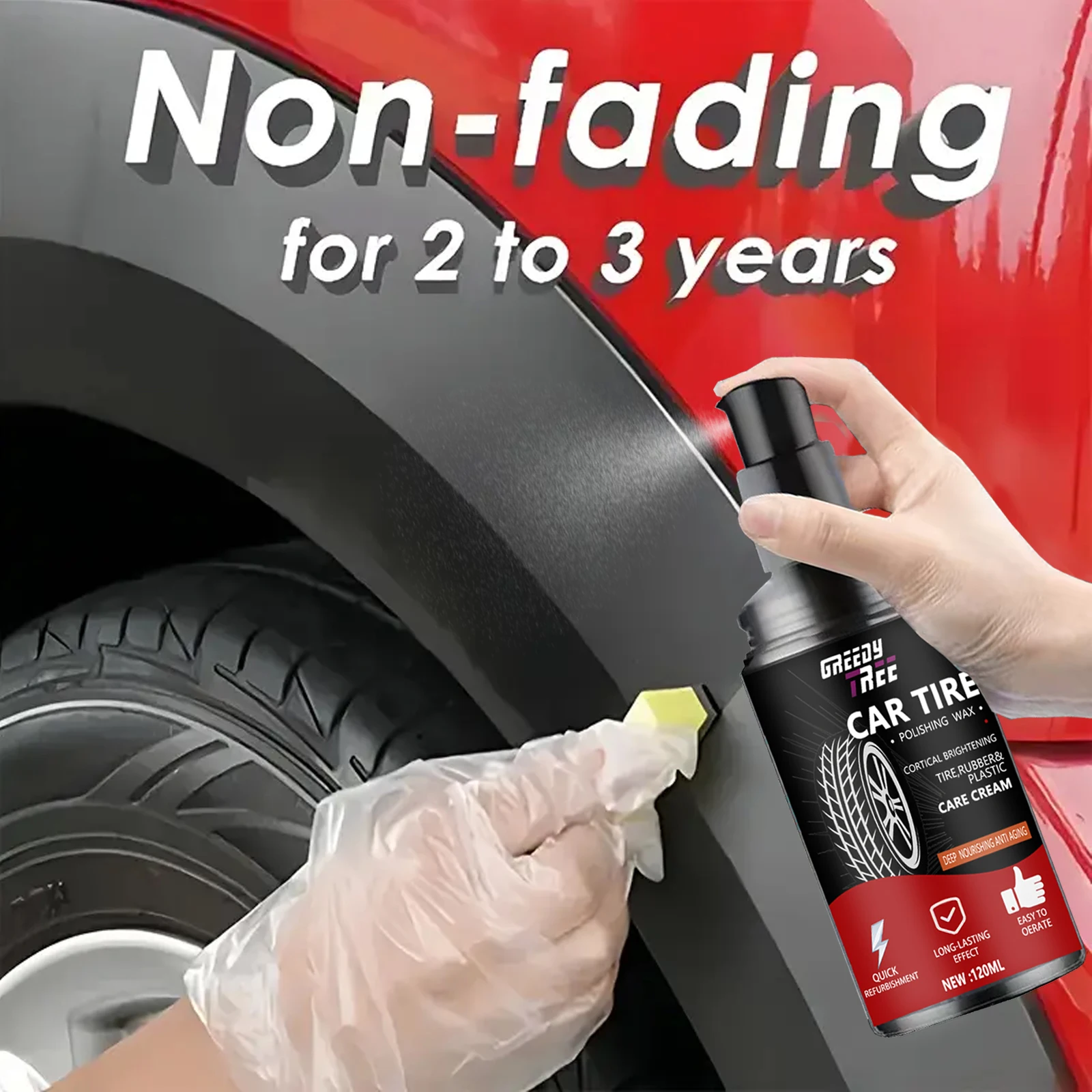 Pure Black Tire Wax | Anti-Aging Moisturizing Luster Enhancer for Rubber, Plastic & Leather - Restores Shine, Prevents Cracking,