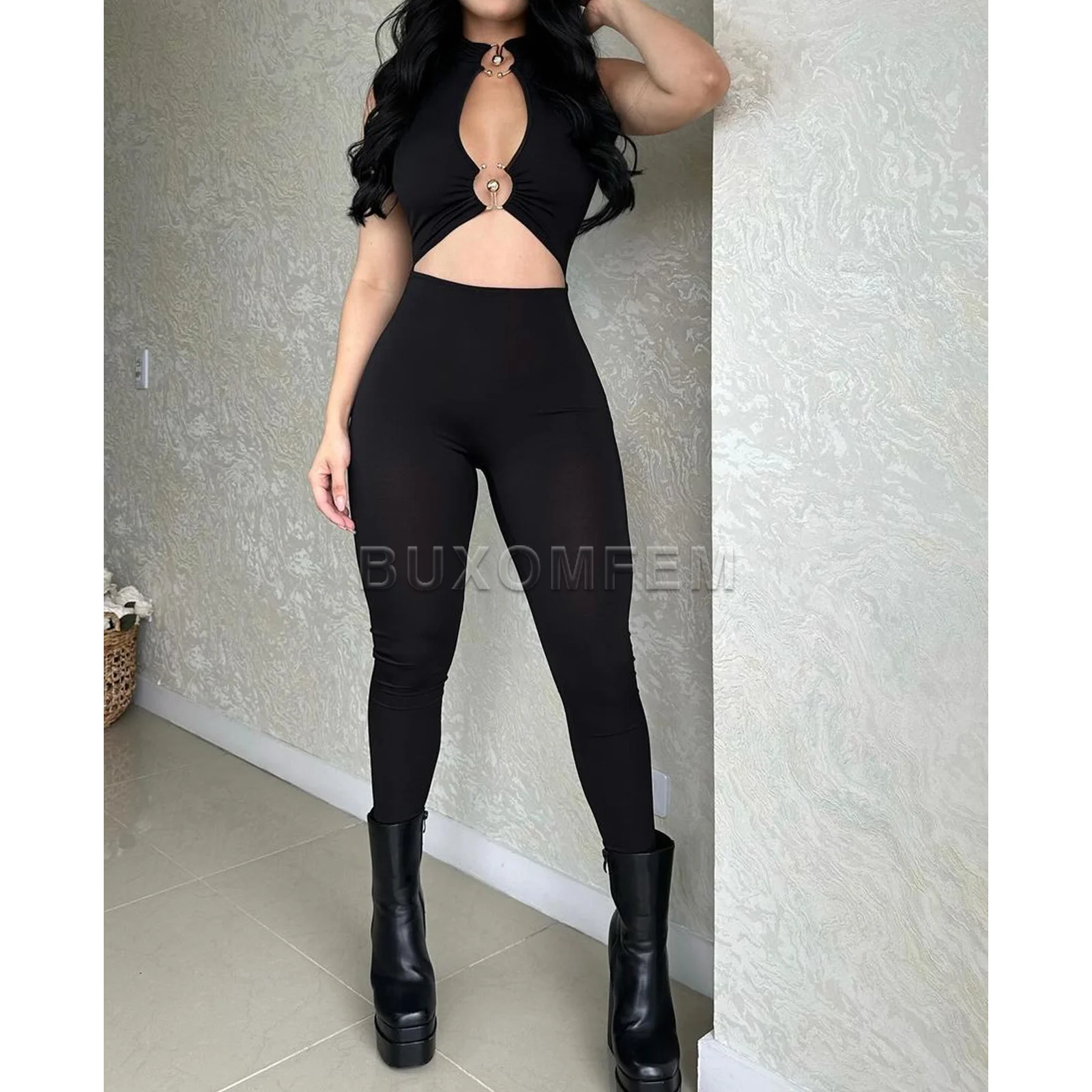 

Female Sets Chic 2025 Summer Lady Suits Stylish Outwear Pants Women's Set Sleeveless Slim Fashion Hollow Out Jumpsuits Outfit
