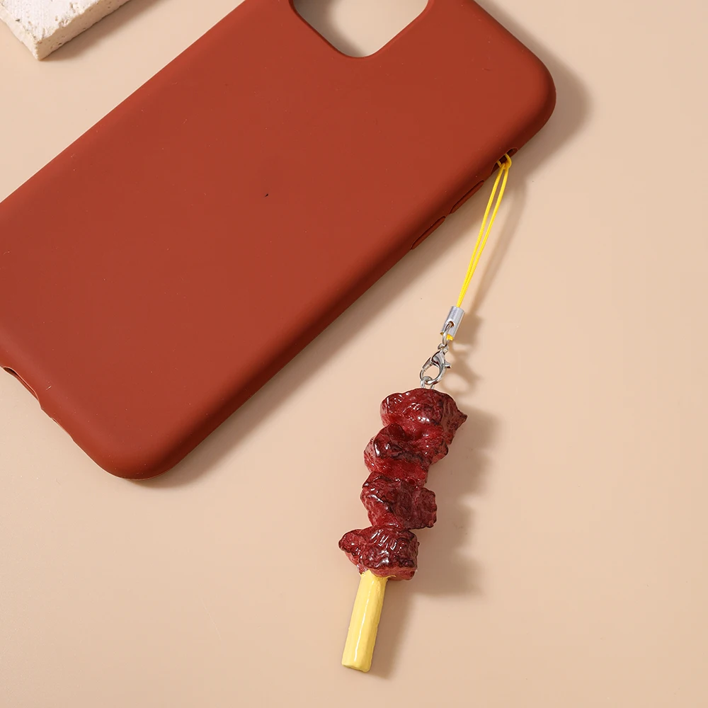 Aihua Simulation Foood Grill Telefon Kette Hängen Telefon Gurt Handgemachte DIY Schlüsselbund Anhänger Mobile Lanyard Schmuck Geschenke – Detail 7
