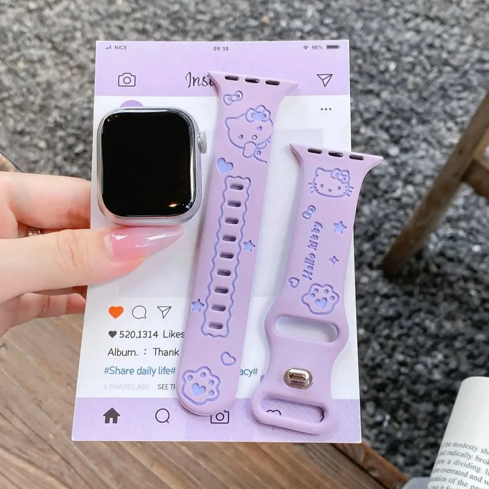 Cartoon Hello Kitty Girl Silicone Case Band for Apple Watch Cover Strap Series 11/10/9/8/7 40mm 41mm 42mm 44mm 45mm 46mm 49mm view 4
