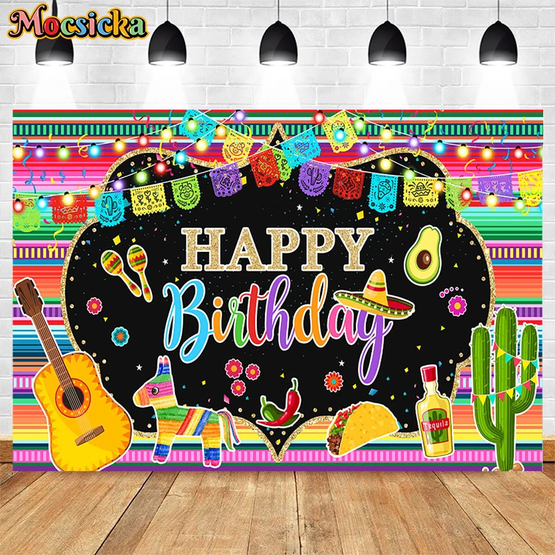 Mocsicka  Photography Backgrounds Mexican Fiesta Holiday Party Posters Tacao Food Birthday Decoration Studio Photo Props