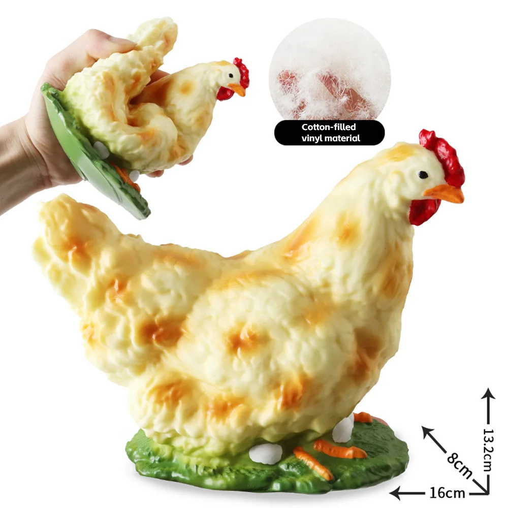 

Soft Vinyl Squeezable Laying Hen Model Realistic Farm Poultry Toy Educational Cognitive Play for Kids HG66