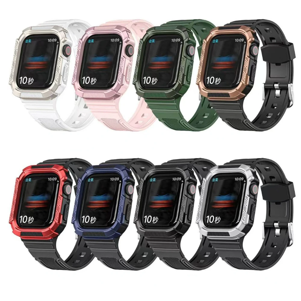 Strap+Case for Apple Watch Band 44mm 40mm 45mm 41mm 42mm 38mm SmartWatch Anti-drop Cover for iWatch Series 8765432SE Accessories