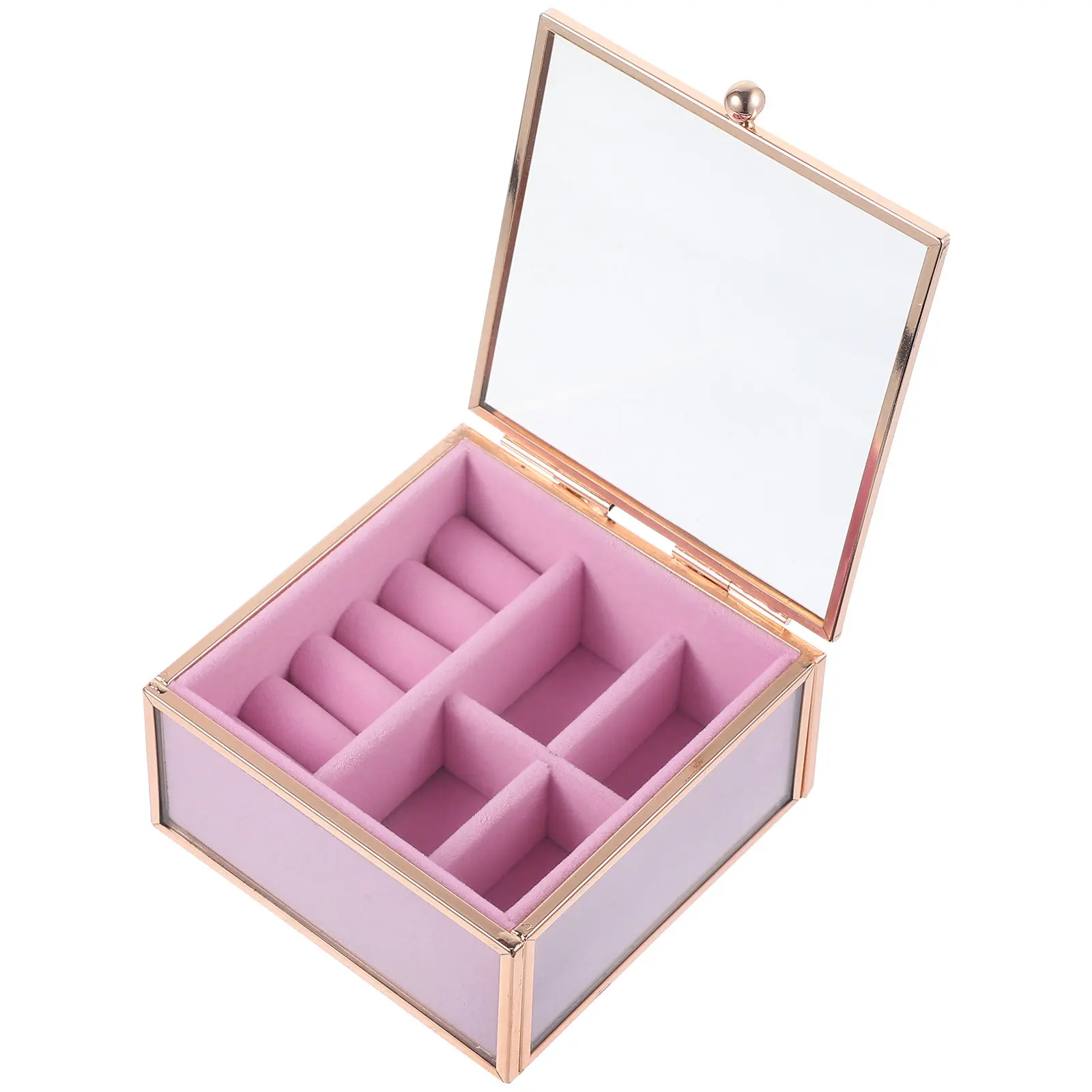 

Transparent Jewelry Storage Box Compact Portable Vanity Case for Rings Lipsticks Travel Organizer Jewelry Holder