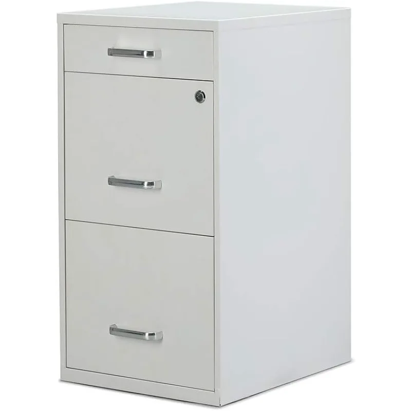 Office Filing Cabinet, 3-drawer Metal Vertical Lockable Filing Cabinet, Household Office Filing Cabinet, White Storage Cabinet