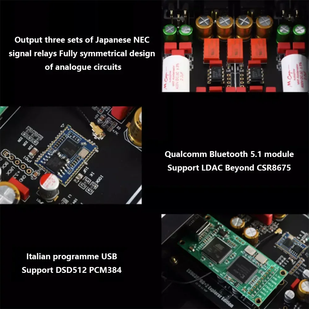 ES9038PRO audo Decoder Fully Balanced QCC5125 Bluetooth 5.0 DAC Support DSD512 PCM384KHz Lossless Decoding AMANERO USB