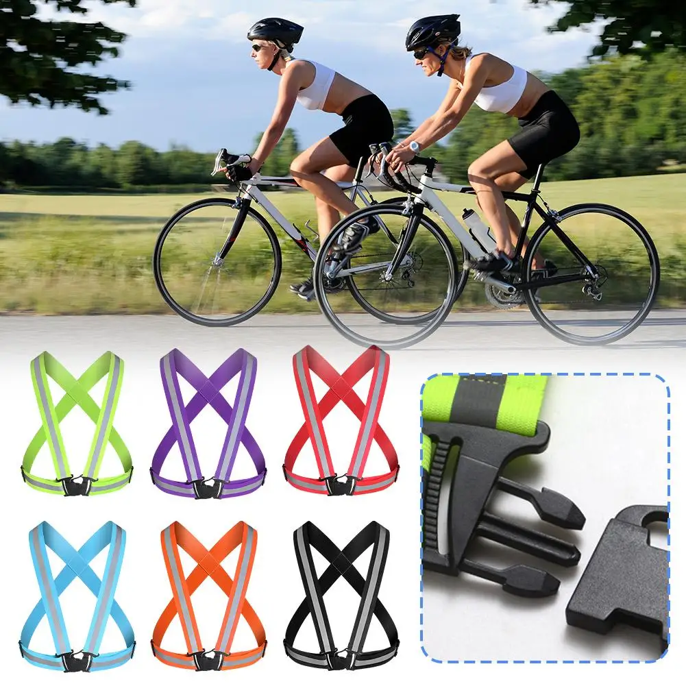Highlight Outdoor Reflective Vest Night Running Cycling Reflective-Cloth Adjustable Safety-Vest Riding Equipment