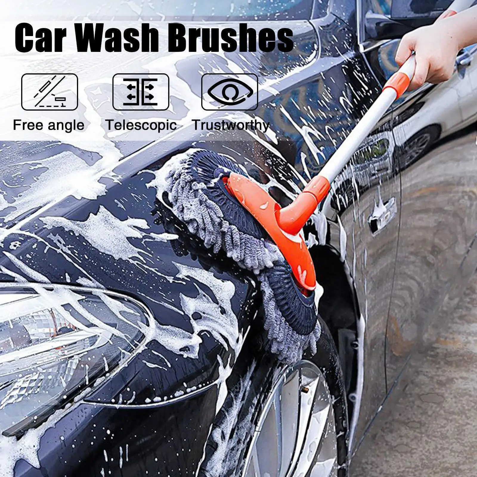 

Rotating Car Wash Mop Retractable Double Layer Without Brush Soft Long Car Car Tool Cleaning Damaging Brush Bristle Mop Han G7j7