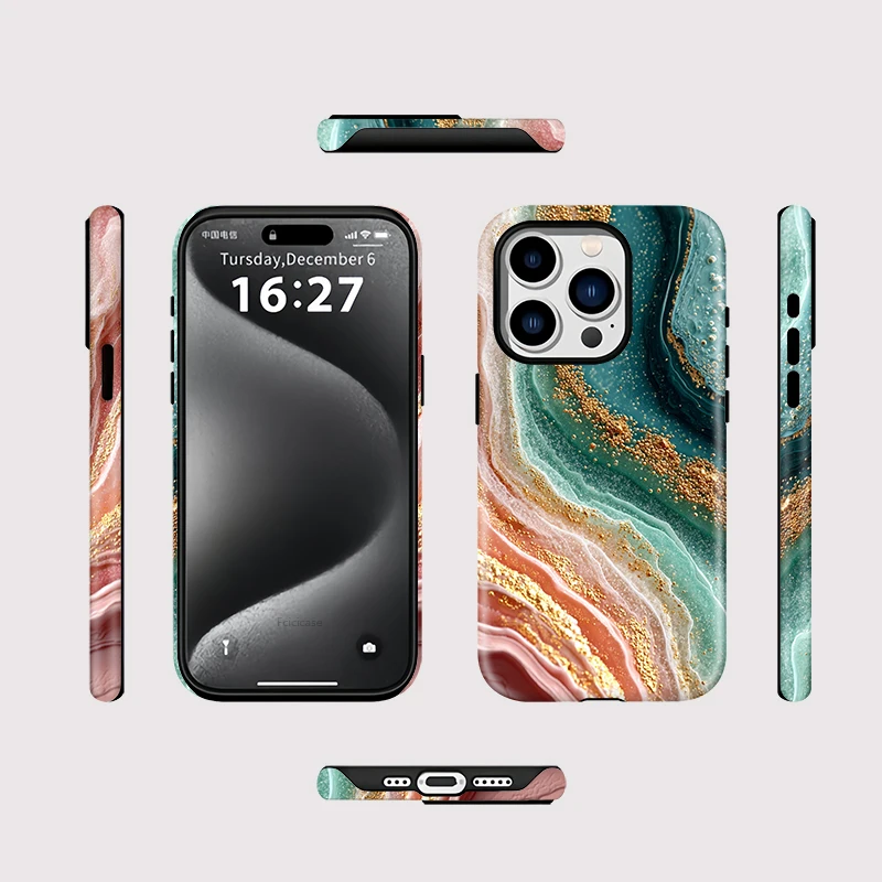 Fcicicase mármol para Magsafe funda de teléfono de carga inalámbrica para iPhone 11 12 13 14 15 16 Pro Max Plus cubierta de parachoques magnético