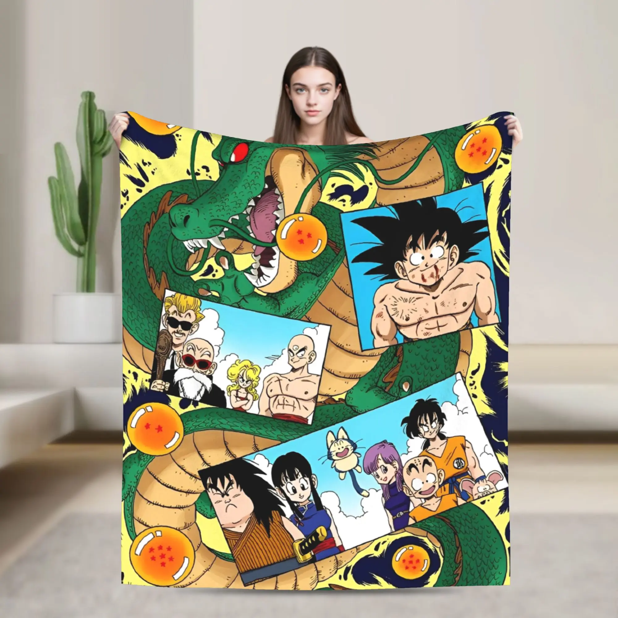 

DBZ Voyage Fleece Blankets Cartoon Funny Throw Blanket for Home 150*125cm Rug Piece,