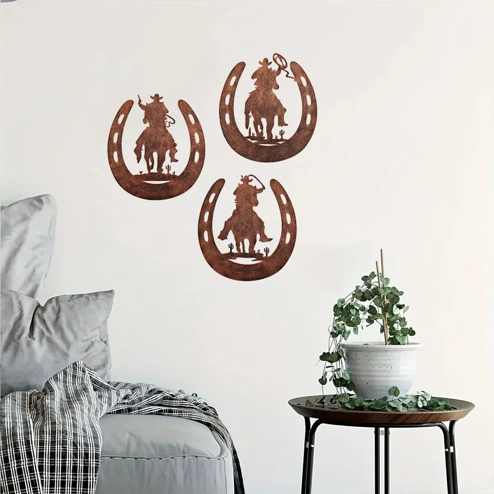 Unique 3pcs/set Horseshoe Wall Decor – Distinctive Western Style. Unusual Cowboy Horseshoe Decor. Hanging for Bedroom